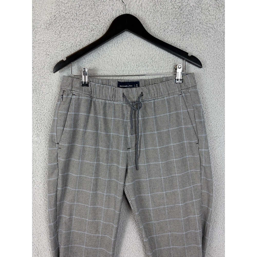 Abercrombie & Fitch Jogger Pants Mens 32x29 Gray Slim Fit Tweed Check Casual Men